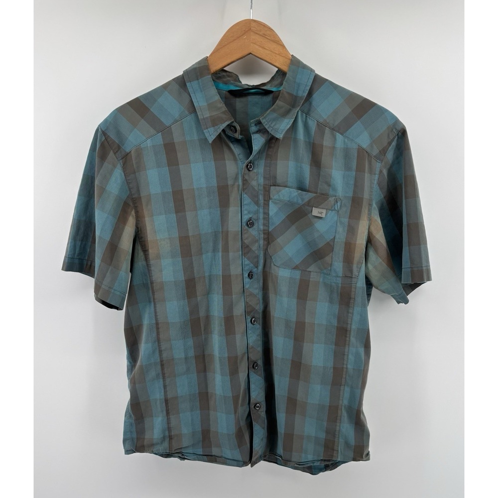 Arc'teryx Peakline Shirt Sz M Plaid Short Sleeve Lightweight Button Up Gorpcore